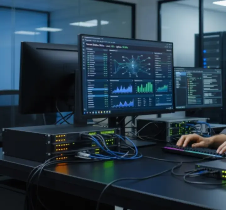 Stanowisko administratora systemów IT monitorującego infrastrukturę serwerową